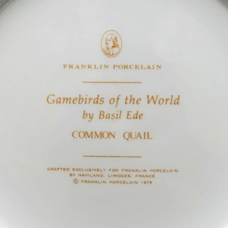 Тарелка Franklin Porcelain Gamebirds Limoges Common Quail 1979 г. 23 см 