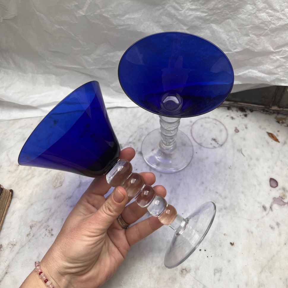 Бокал для мартини синий 250 мл хрустальное стекло