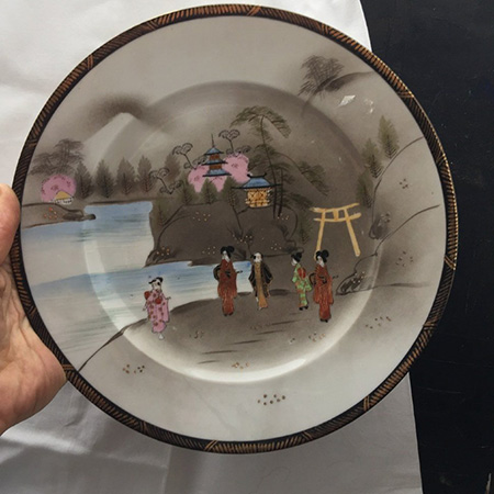 Тарелка Япония Гейши 24,5 см ручная роспись
