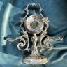 Часы настольные 22 см мельхиор Франция 19 век 