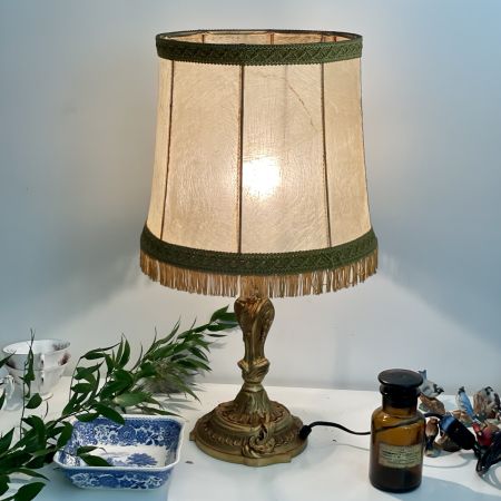 Лампа настольная с абажуром 50-е гг. латунь 54 см Франция
