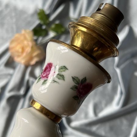 Лампа настольная Франция Роза 28 см фарфор латунь