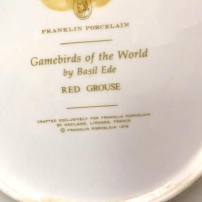 Тарелка Franklin Porcelain Gamebirds Limoges Red Grouse 1979 23 см 