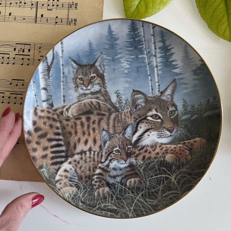Тарелка Franklin Mint Bobcat and Cubs Англия