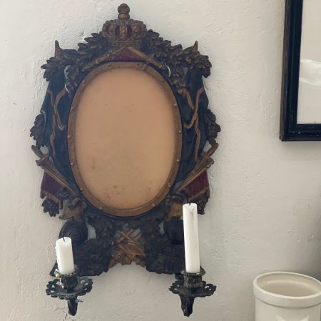 Подсвечник на две свечи настенный с зеркалом 50 см