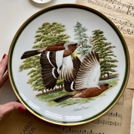 Тарелка 27 см Franklin Porcelain Woodland Birds of the World Japan Chaffinch 1980