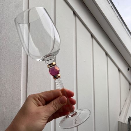 Бокал для вина 300 мл бордовый шарик стекло Италия