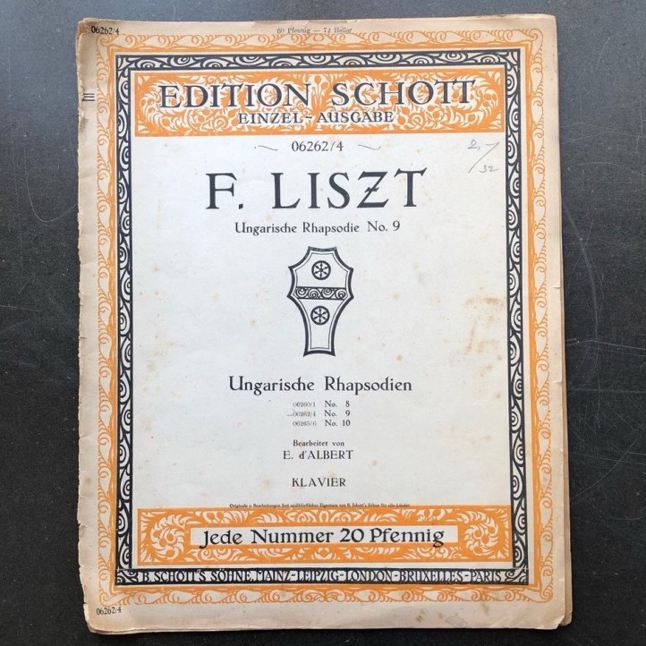 Старые ноты Ф.Лист Венгерская рапсодия №9