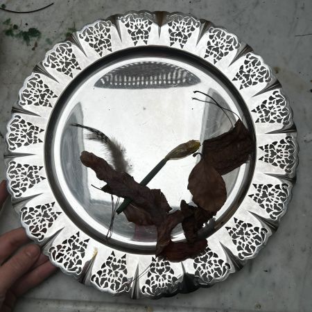 Блюдо поднос Ажурный край 32 см металл