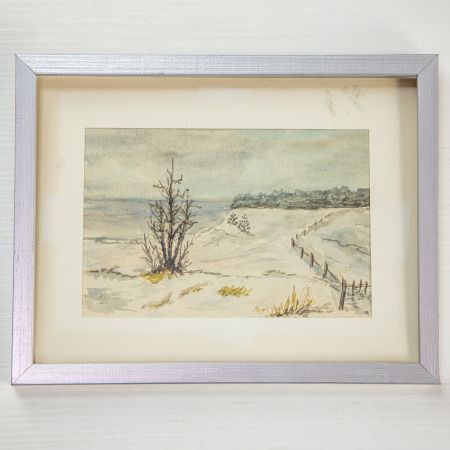 Картина пейзаж Зима акварель в раме со стеклом
