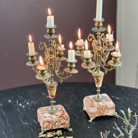 Подсвечник канделябр на пять свечей с гасителем мрамор латунь 19 век