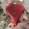 Декор подвесной Сердце красное 28 см стекло