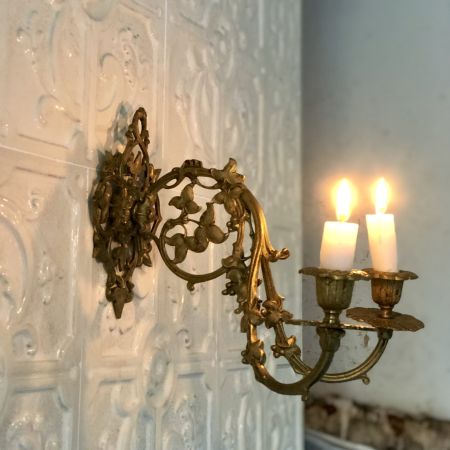 Подсвечник Виноград на две свечи настенный латунь