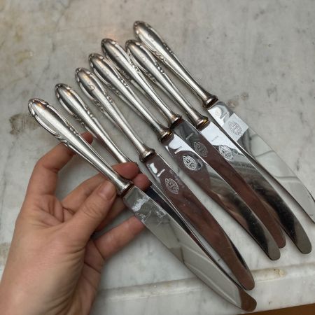 Нож столовый 24 см мельхиор лезвие сталь (гравировка)