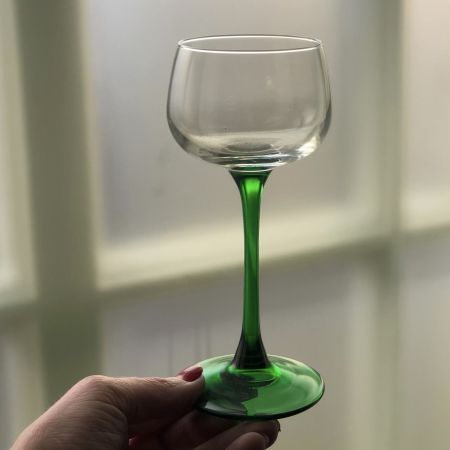 Бокал для белого вина на зеленой ножке Эльзас Франция (трещина)