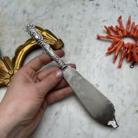 Нож лопатка 22 см Цветы мельхиор