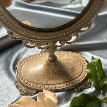 Зеркало визаж в окрашеной раме Ренессанс 26 см латунь Франция  