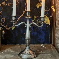 Подсвечник на три свечи 35 см мельхиор патина