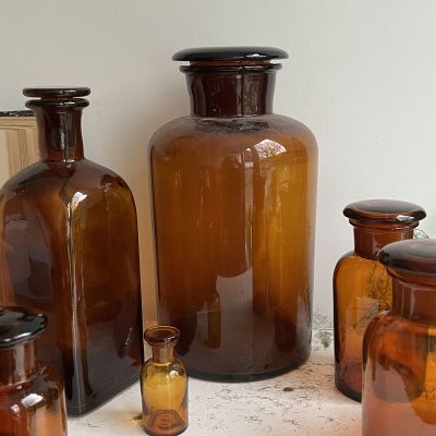 Банка аптечная коричневая 33 см с широким горлышком стекло