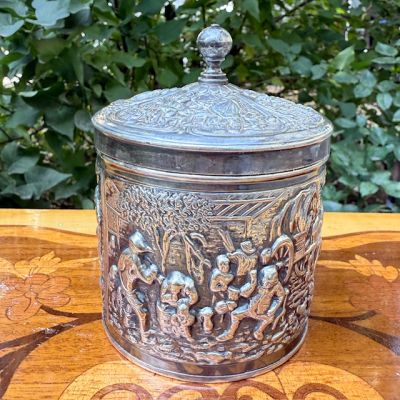 Чайница шкатулка DE 11 см мельхиор серебрение Голландия