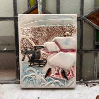 Изразец керамика Снегири 19х24 см ручная роспись Швеция