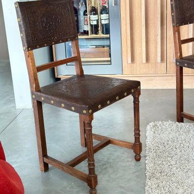 Стул антикварный дерево кожа 90 см Франция уценка