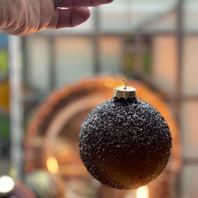 Шар елочный 8 см графитовый стекло