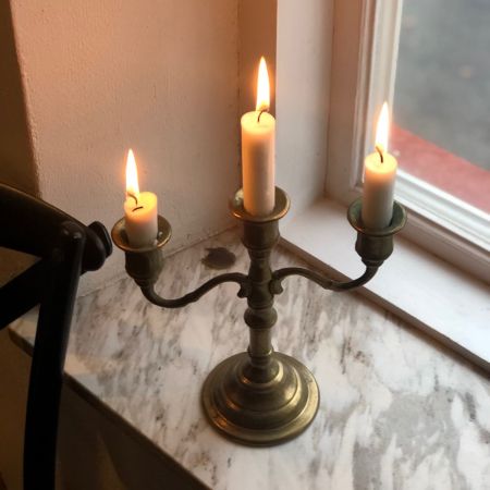 Подсвечник 22 см на 3 свечи латунь