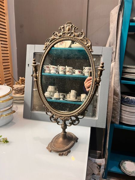 Зеркало настольное Ампир 50 см латунь Франция