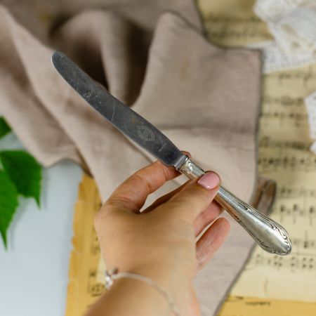 Нож 22 см лезвие сталь ручка мельхиор