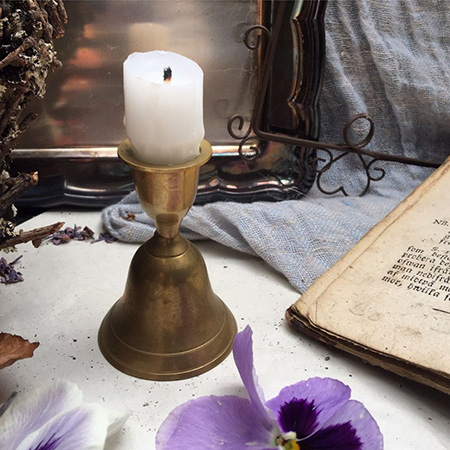 Подсвечник латунь на одну свечу колокольчик