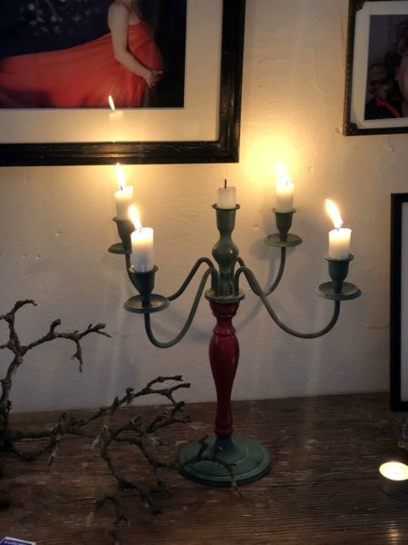 Подсвечник на пять свечей 34 см латунь дерево