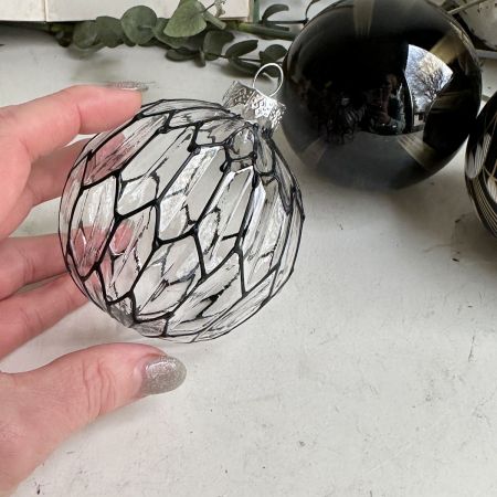 Подвес шар новогодний Сетка 8 см стекло