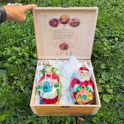 Елочная игрушка Санта Kamozja Family набор 2 шт стекло ручная роспись