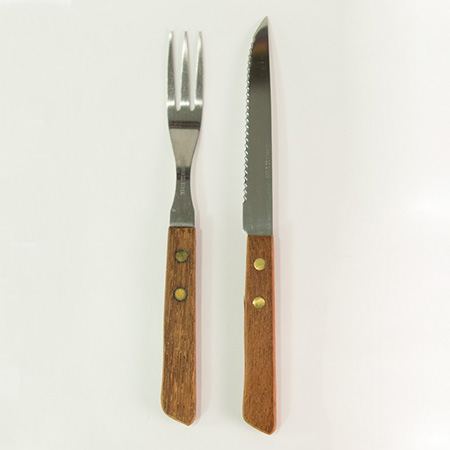 Вилка и нож с деревянной ручкой, пара