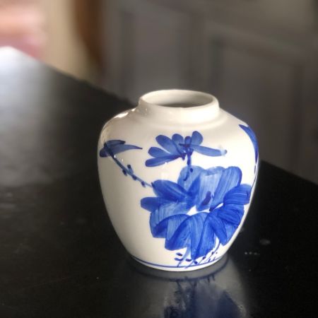 Ваза 11 см Синий цветок фарфор шинуазри япония