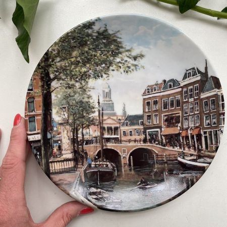 Тарелка номерная 19 см Royal Mosa Grachten van Holland 1990 Langs de Leidse `Nieuwe Rijn