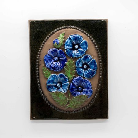 Изразец панно 23х18 синие цветы, Швеция, трещинка