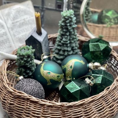 Шар елочный Павлин 8 см зеленый стекло