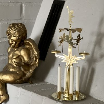 Подсвечник новогодний мобиль Ангелы 31 см золотой