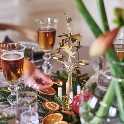 Подсвечник новогодний мобиль Ангелы 31 см золотой