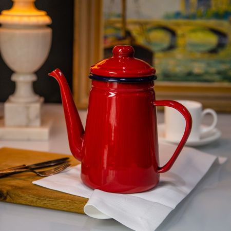 Чайник кофейник enamel эмалированный 1,1 л Красный 