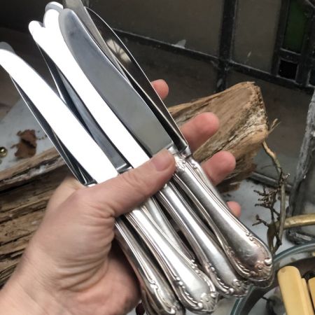 Нож столовый 21 см монограмма мельхиор