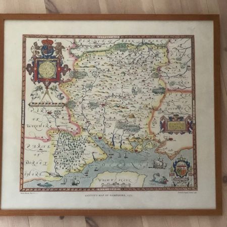Картина 55х51 см карта Saxtons Map of Hampshire 1575 