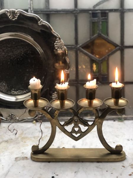 Подсвечник Сердце на 4 свечи латунь
