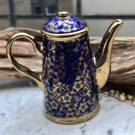 Чайник-кофейник 0,7л кобальт золотая роспись