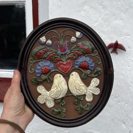 Изразец керамика Птицы 24х28 см ручная роспись Швеция