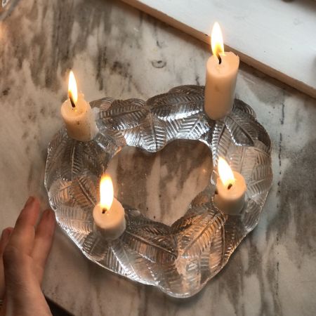 Подсвечник Nybro Сердце на 4 свечи 17 см хрусталь Швеция    
