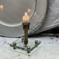 Подсвесник на одну свечу на стеклянном основании 11 см латунь 