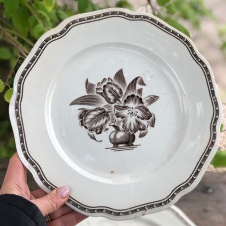 Тарелка 24,5 см Тюльпаны Gefle Mignon керамика Швеция кракелюр